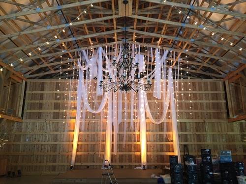 Chandelier Drape at Saddlewood chandelier rental Nashville